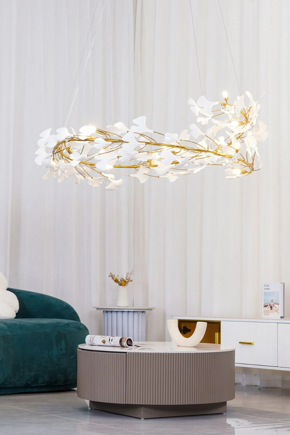 Cermaic Leaf Gingko Chandelier U - Image 13