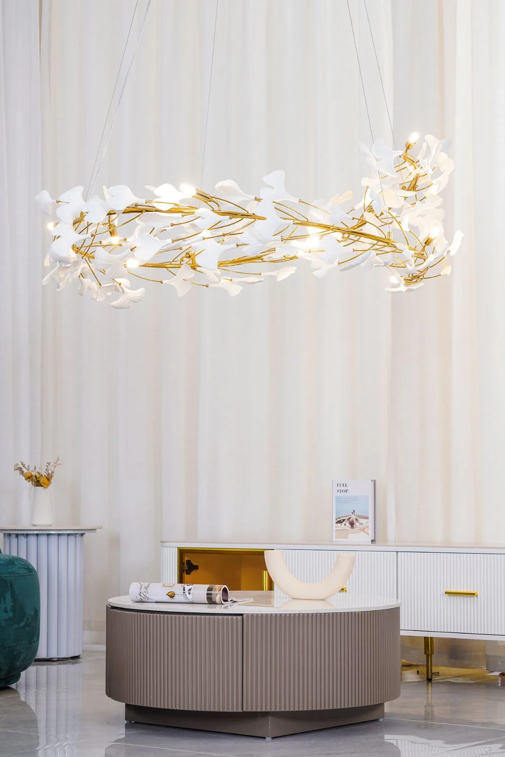Cermaic Leaf Gingko Chandelier U - Image 14