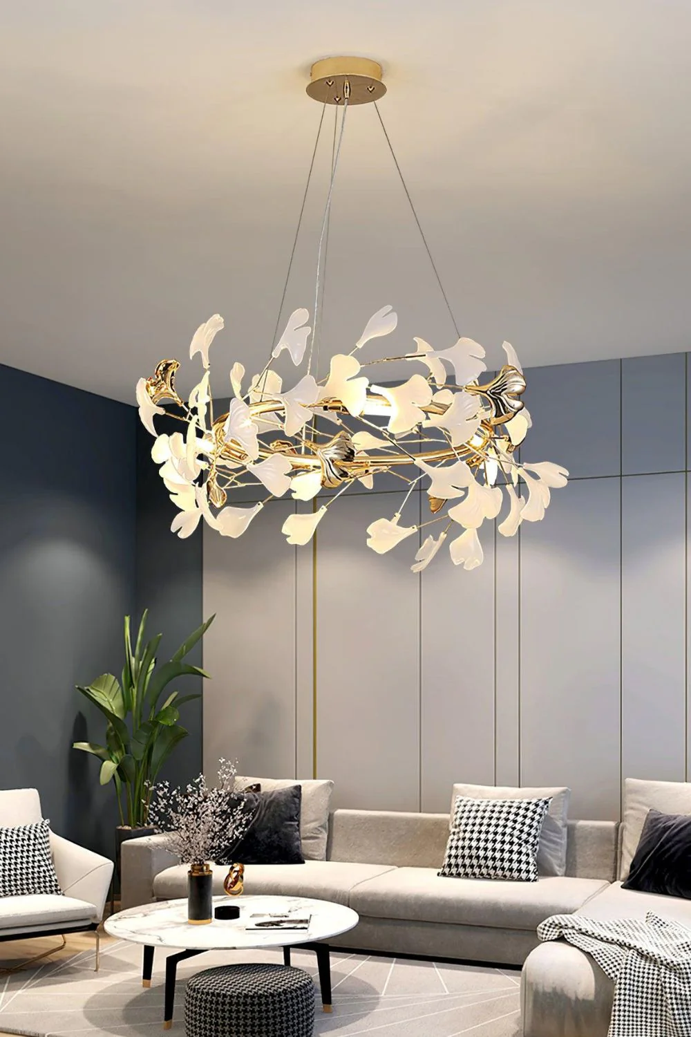 Cermaic Leaf Gingko Chandelier U - Image 3