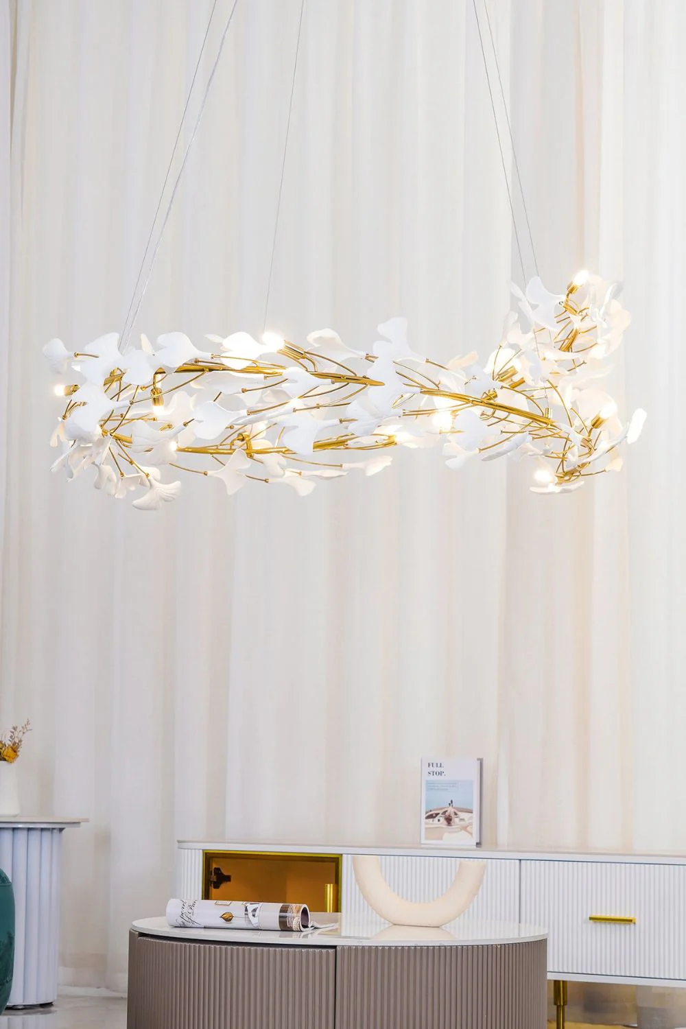Cermaic Leaf Gingko Chandelier U - Image 30
