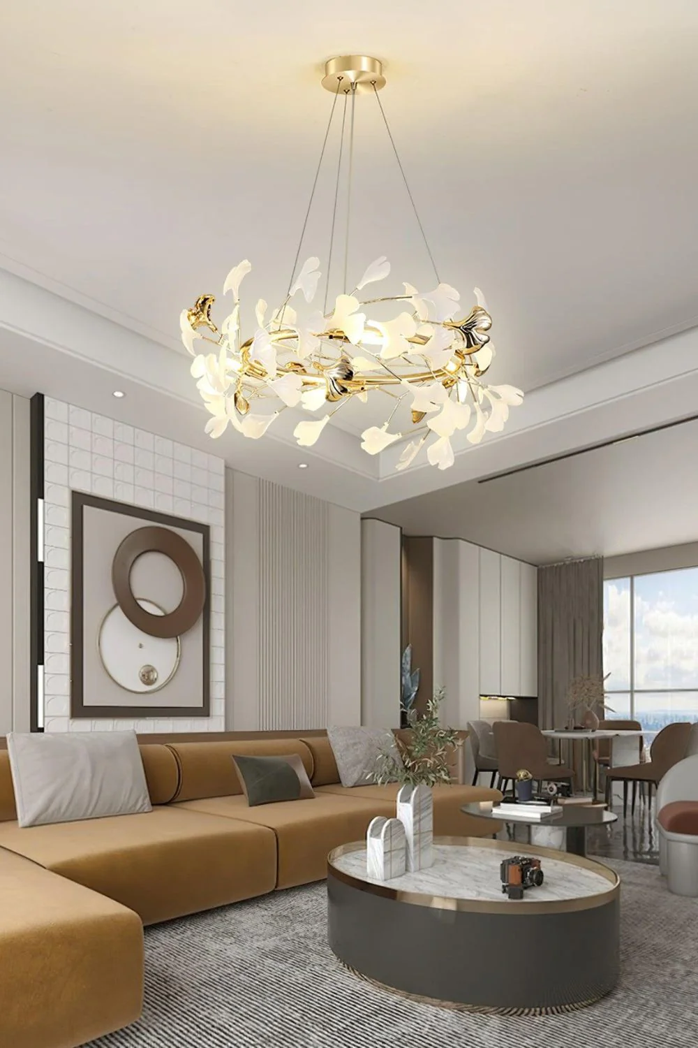 Cermaic Leaf Gingko Chandelier U - Image 5