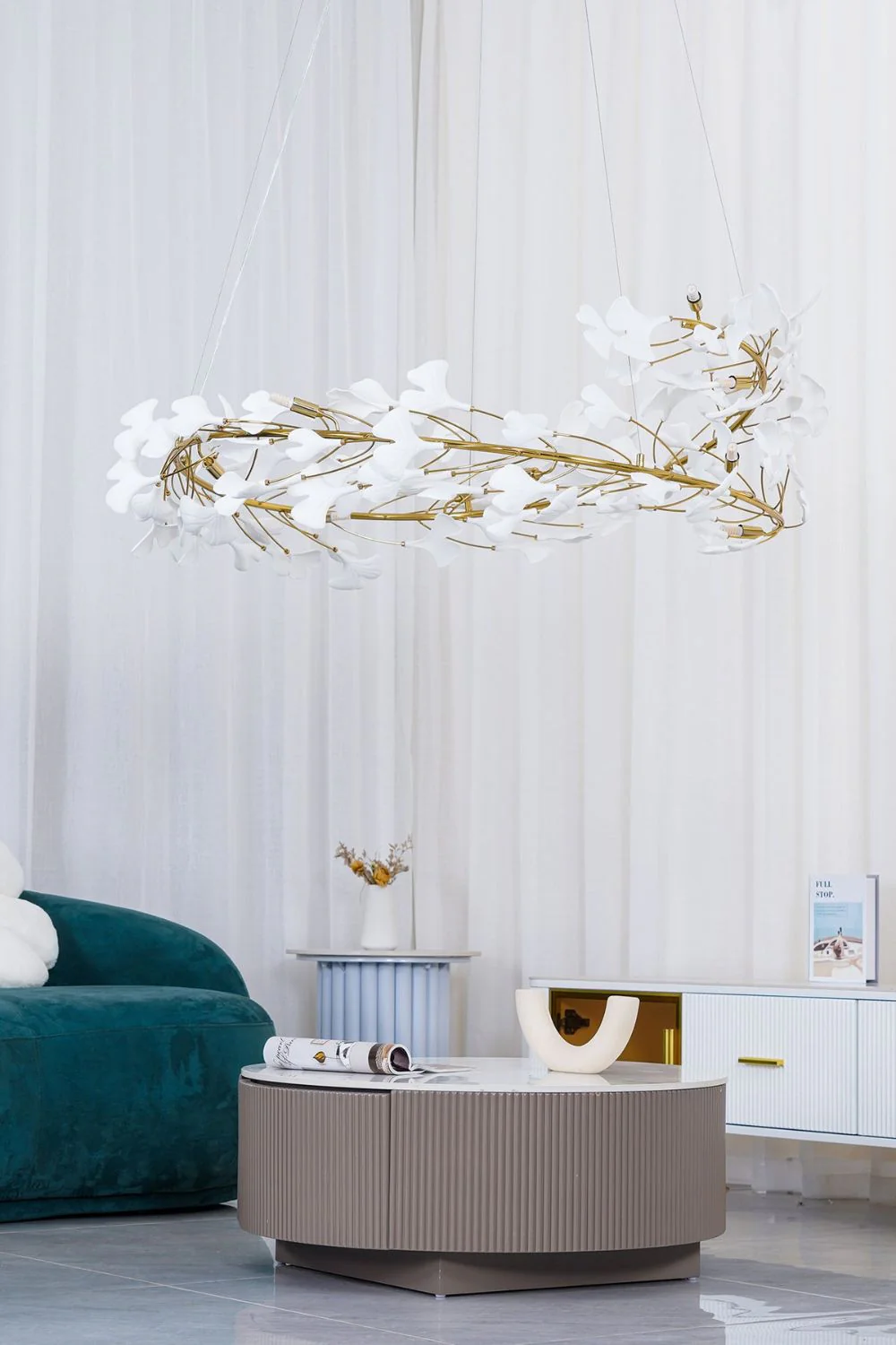 Cermaic Leaf Gingko Chandelier U - Image 7