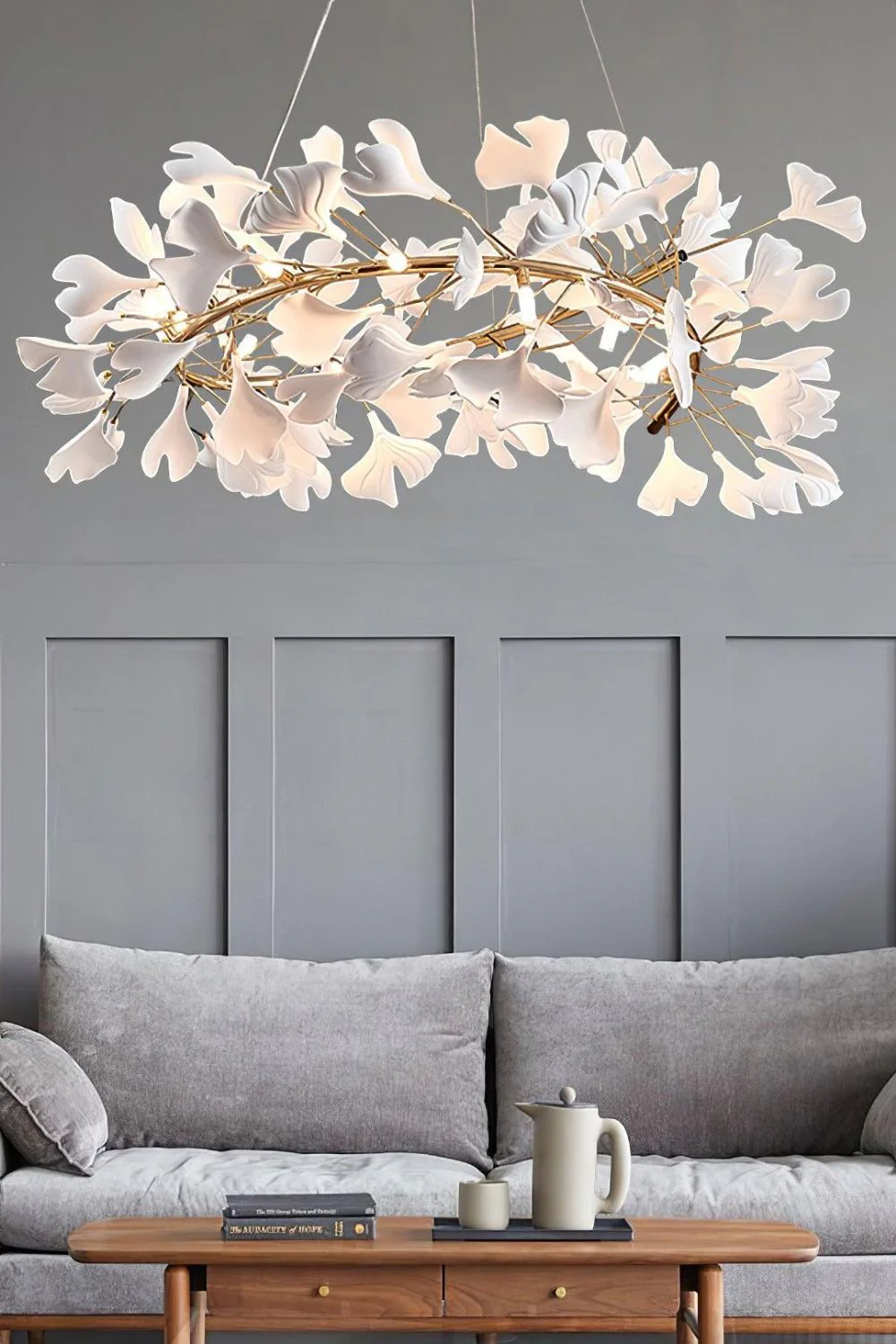 Cermaic Leaf Gingko Chandelier U - Image 9