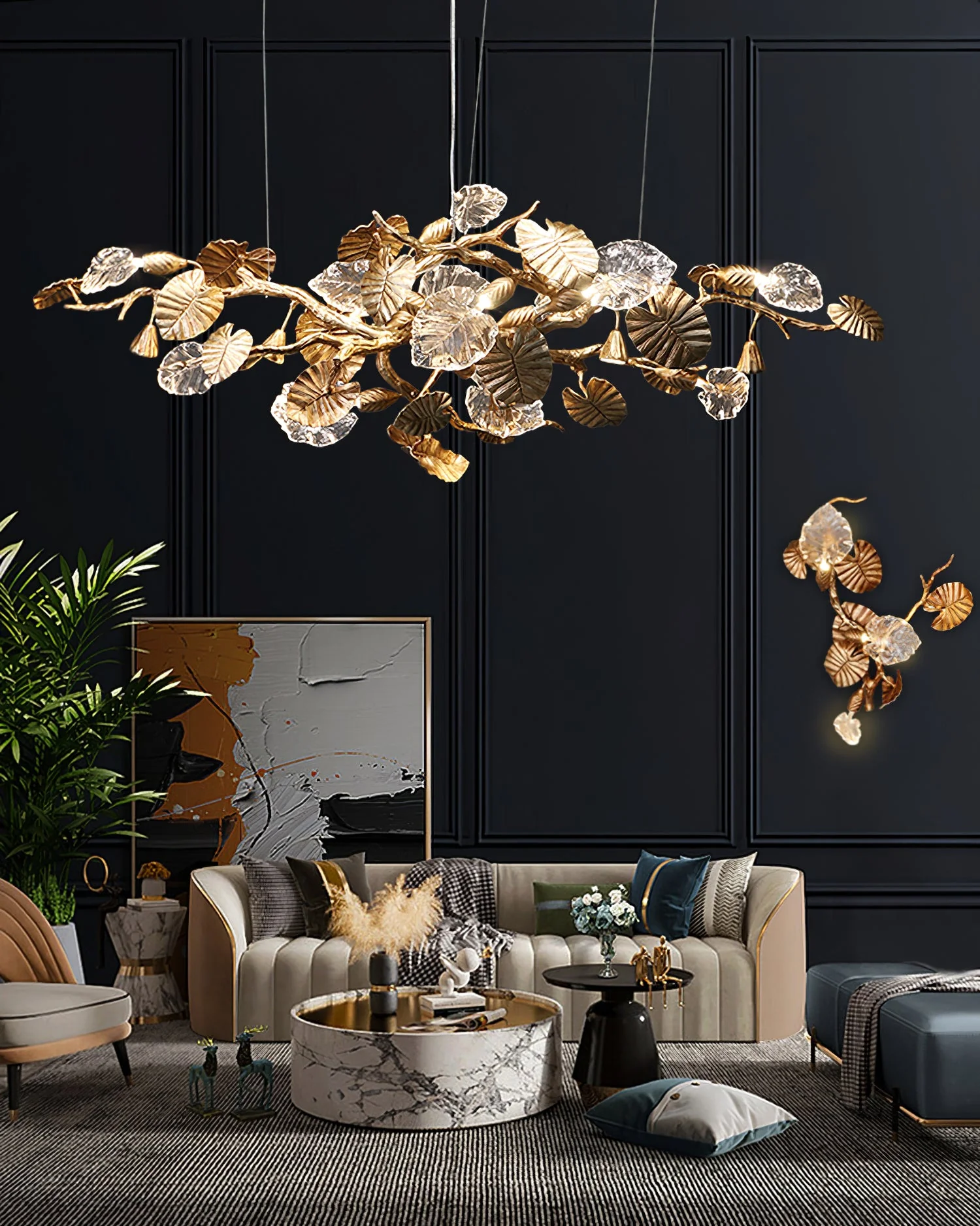 Gold Leaf Chandelier - Image 11