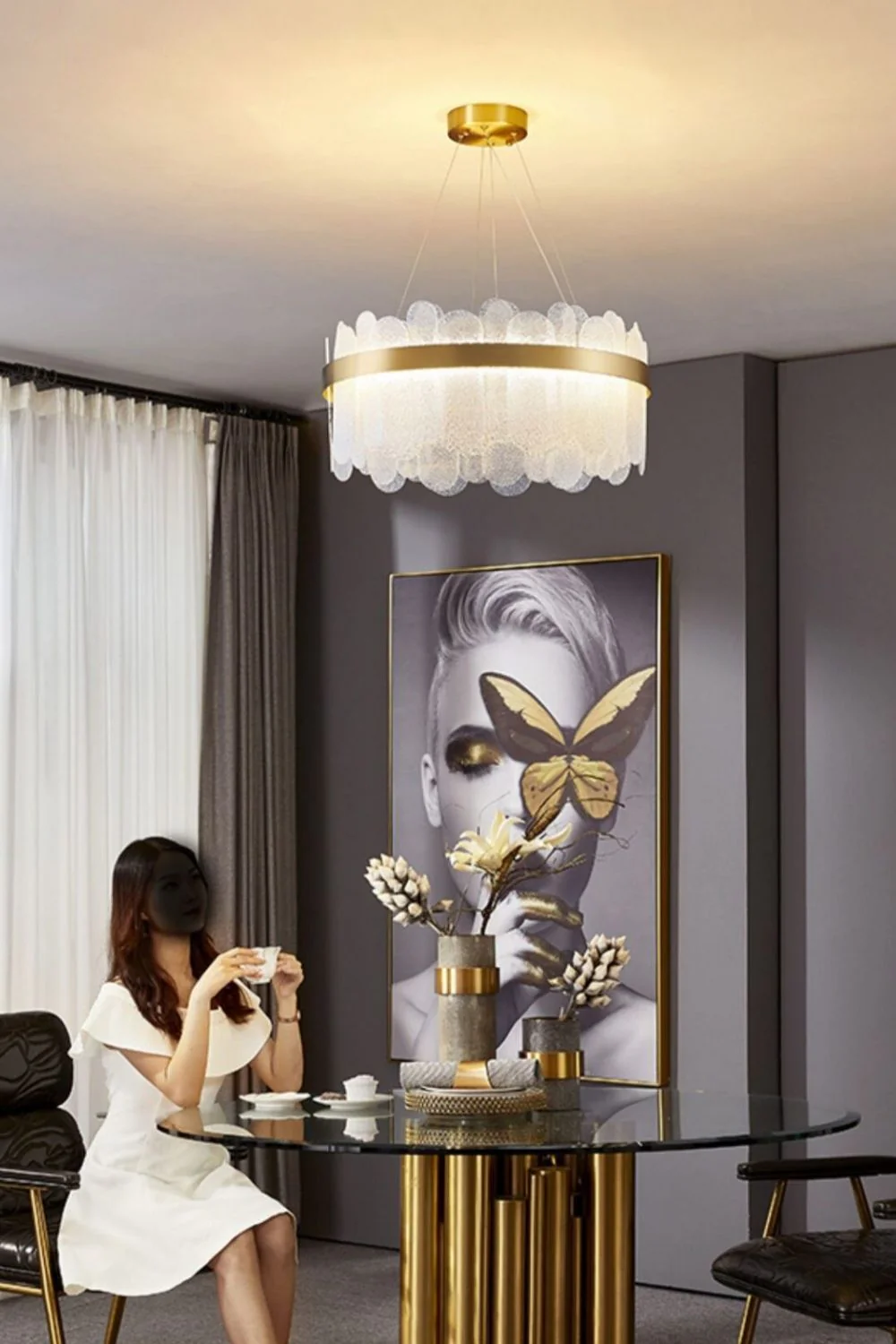 Gold Ring Chandelier - Image 11