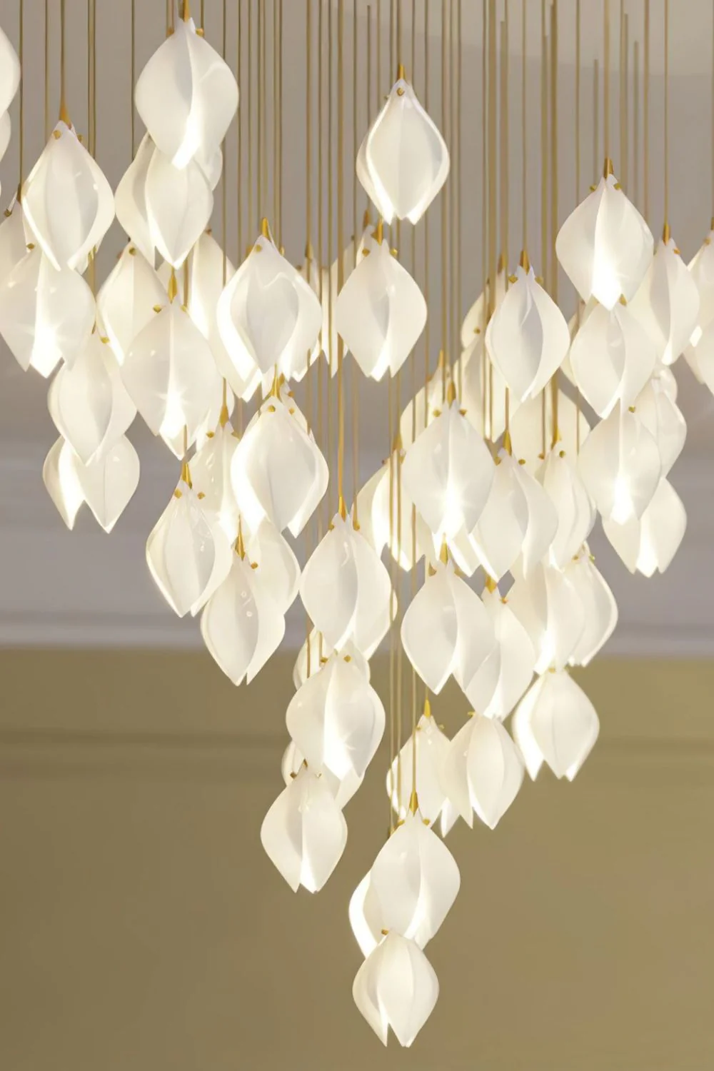 Gold Stem Ceramic Flower Chandelier - Image 10