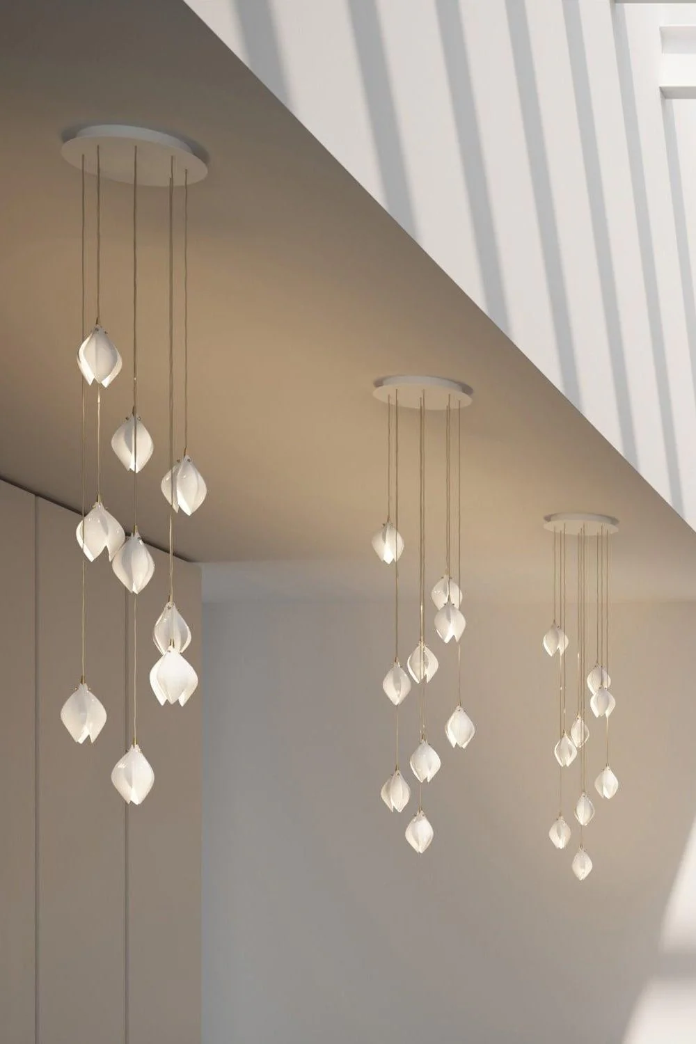 Gold Stem Ceramic Flower Chandelier - Image 17