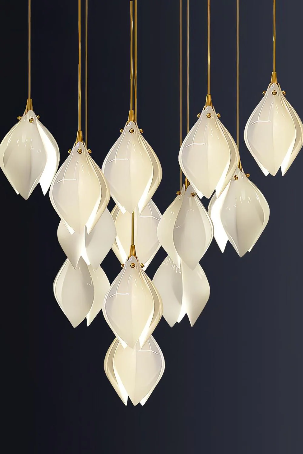 Gold Stem Ceramic Flower Chandelier - Image 19