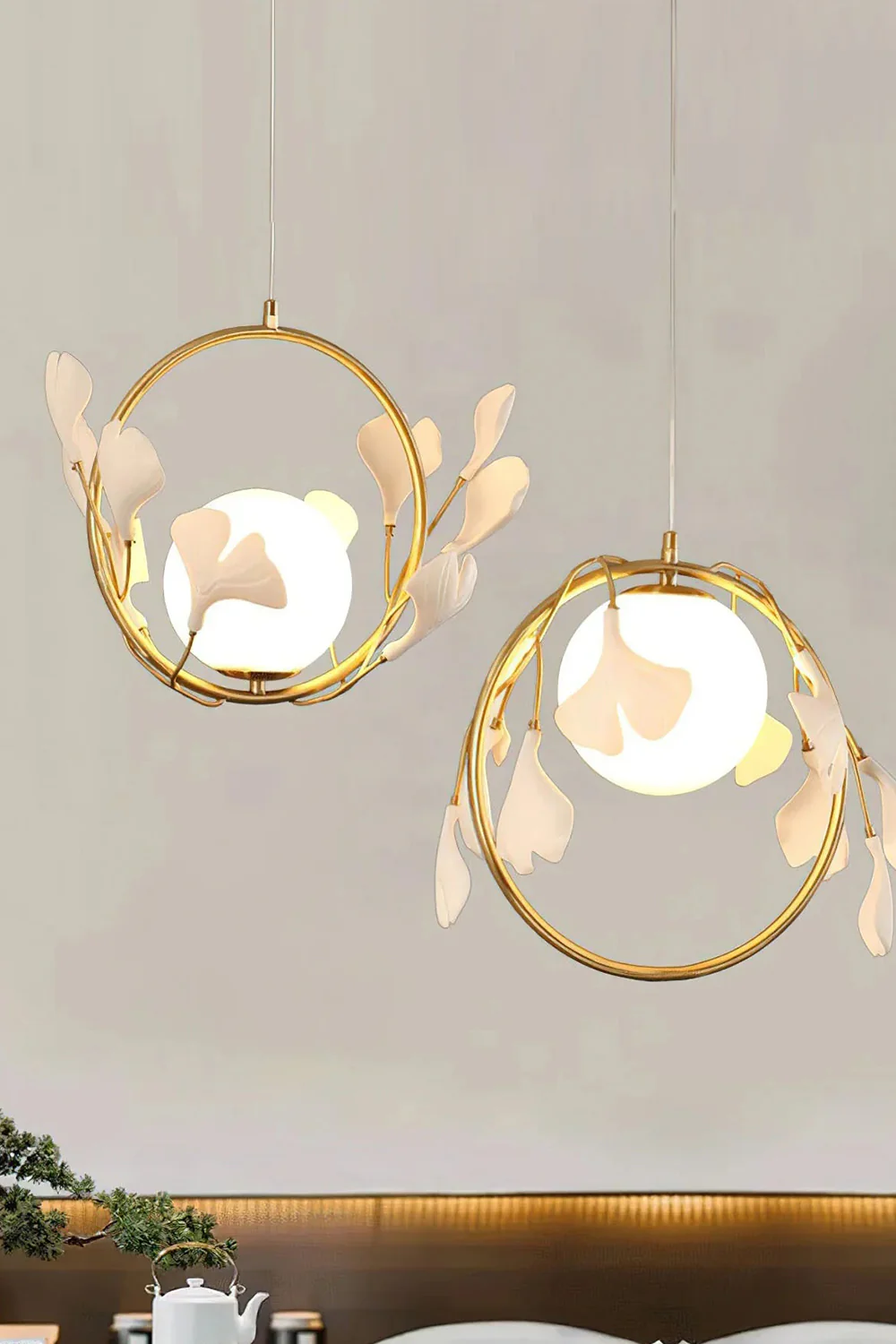 Golden Gingko Halo Pendant Light - Image 10