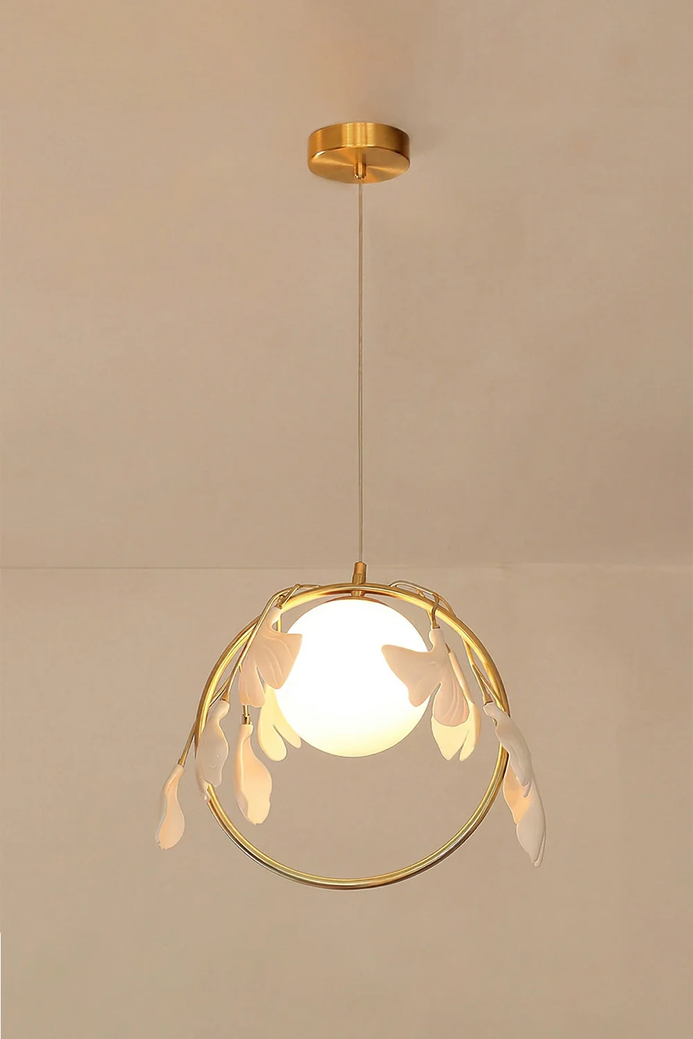 Golden Gingko Halo Pendant Light - Image 12