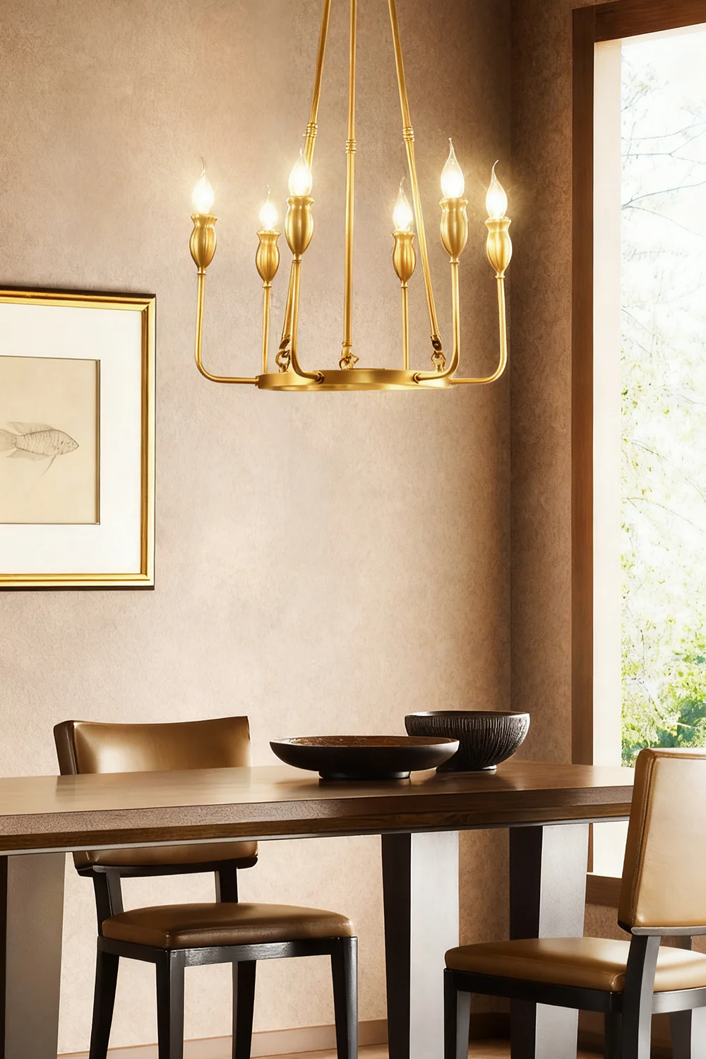 Golden Ring Candle-Arm Chandelier - Image 5