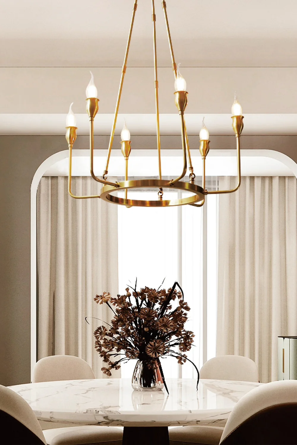 Golden Ring Candle-Arm Chandelier - Image 6