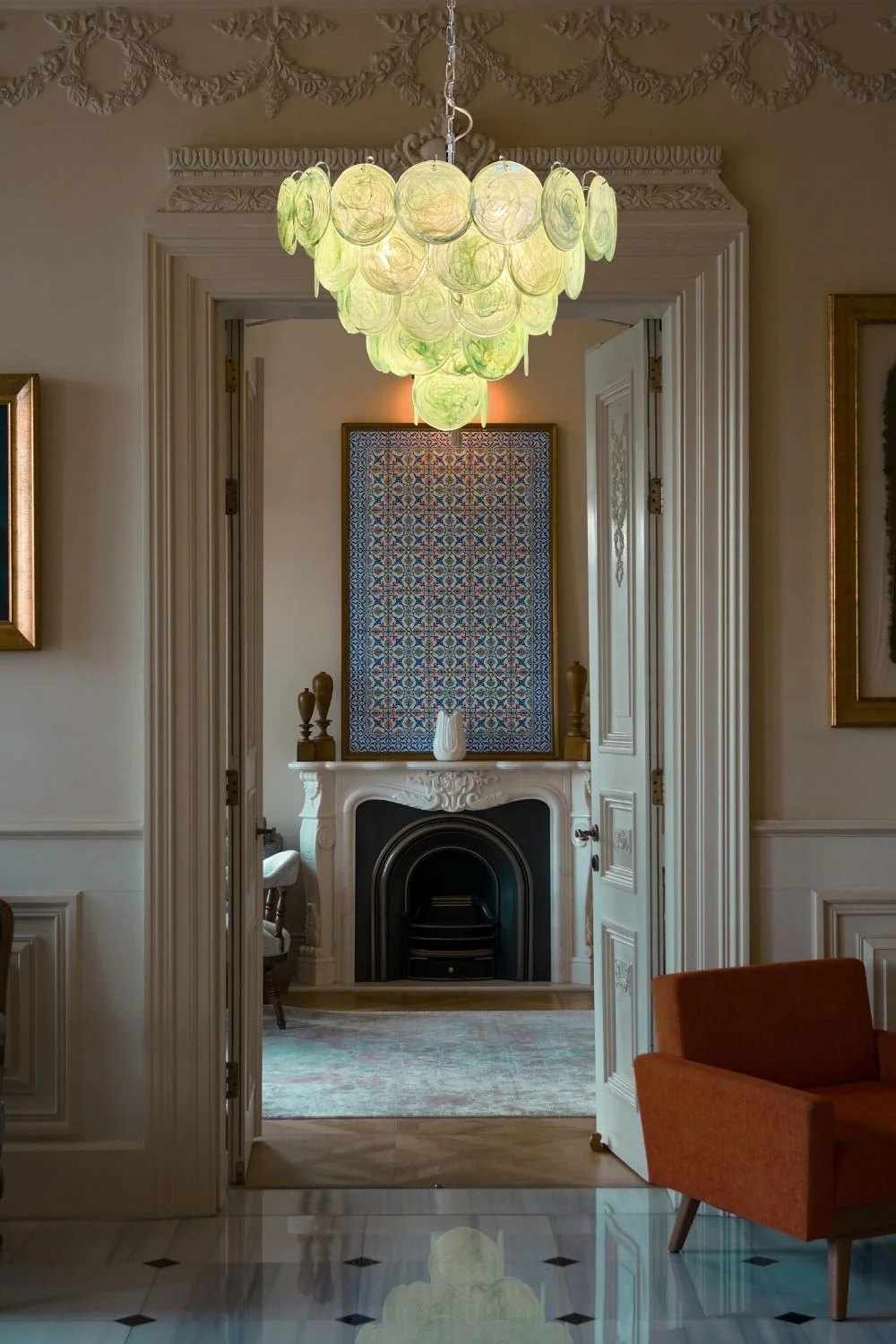 Green Glass High Quality Art Iridescent Chandelier - Image 13