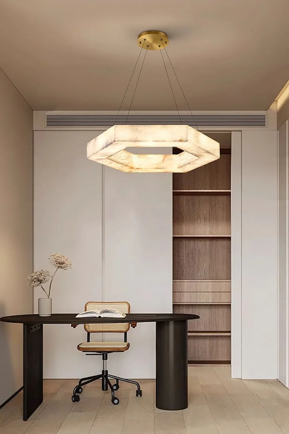 Hexagonal Alabaster Chandelier - Image 2