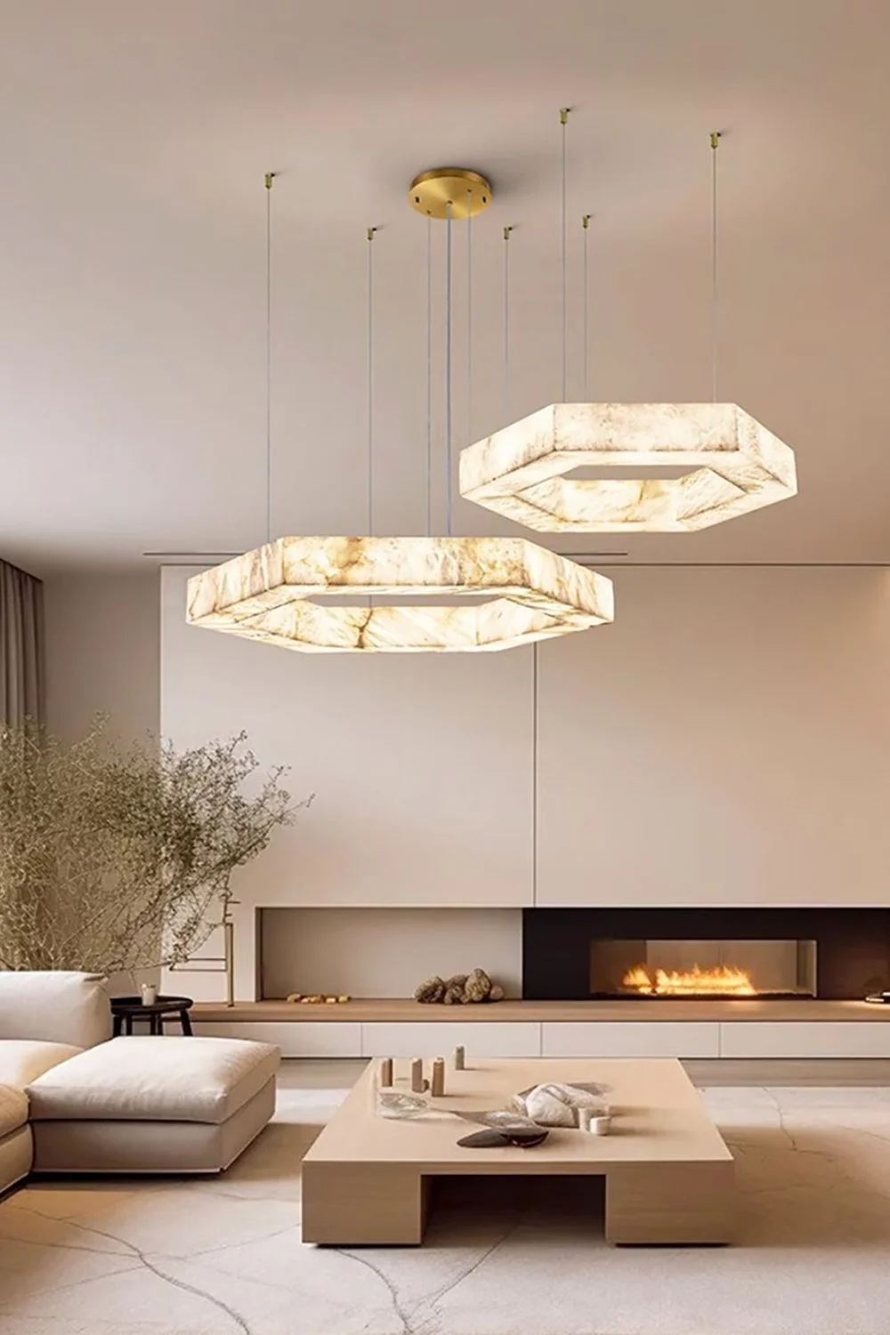 Hexagonal Alabaster Chandelier - Image 3