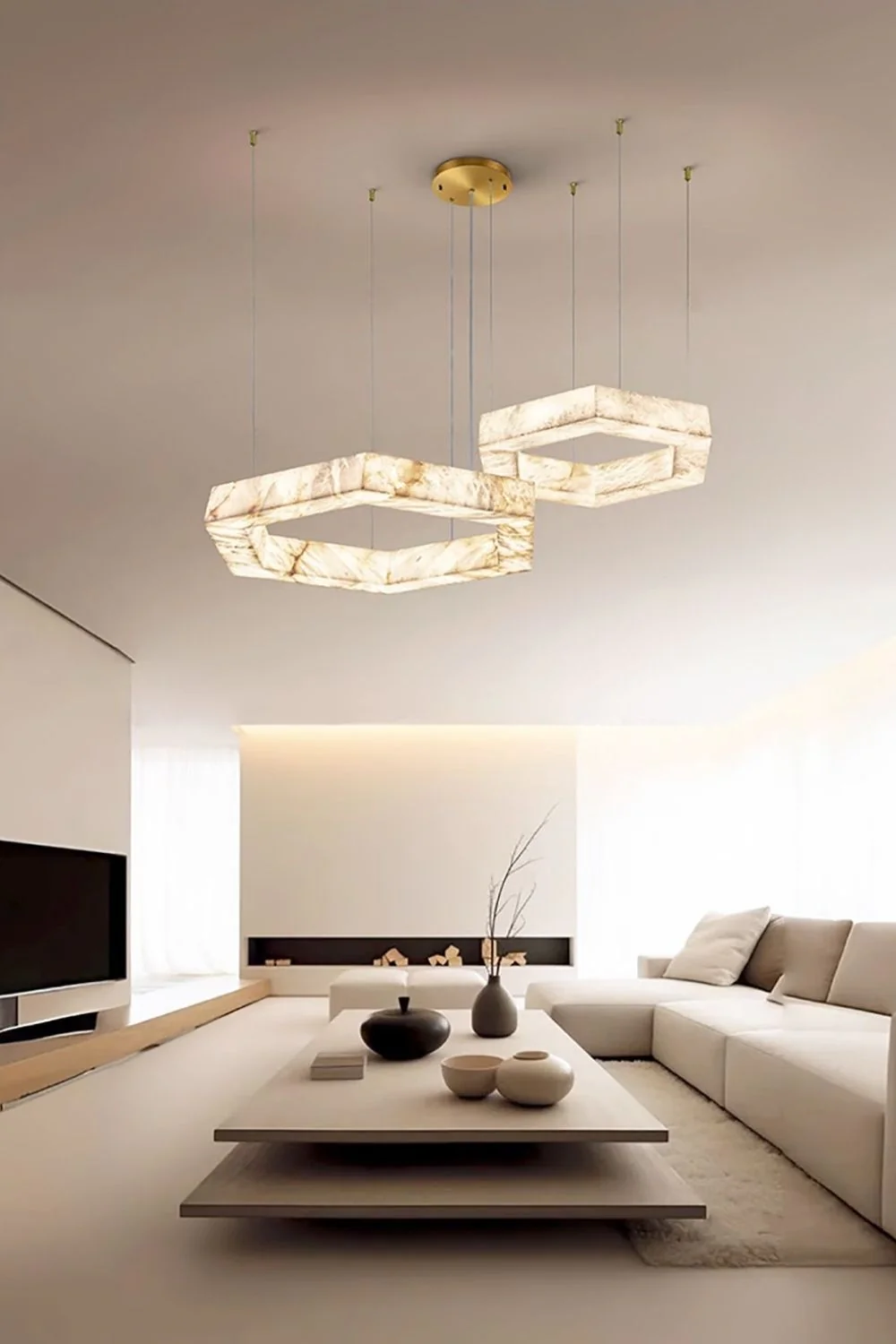 Hexagonal Alabaster Chandelier - Image 5