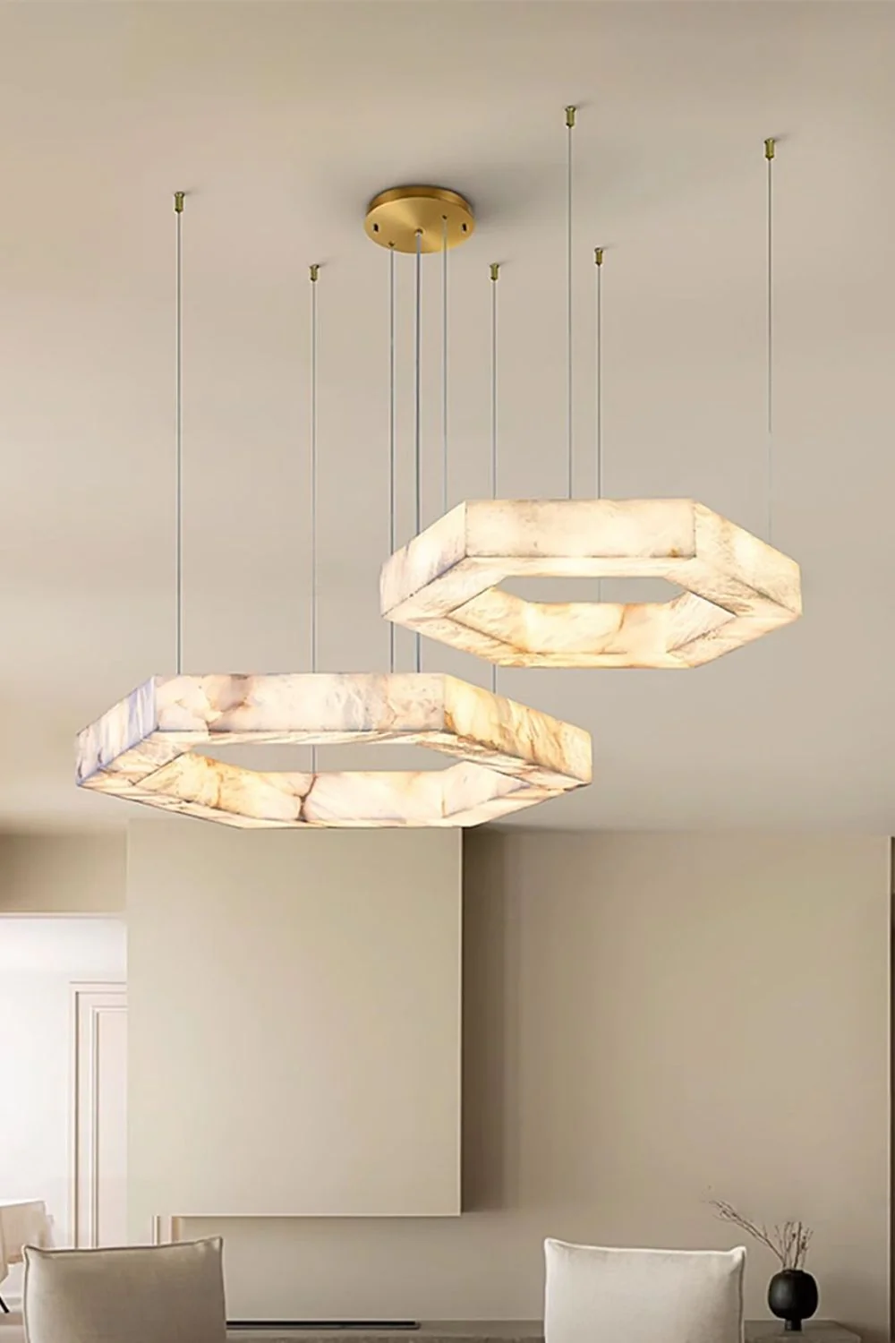Hexagonal Alabaster Chandelier - Image 6