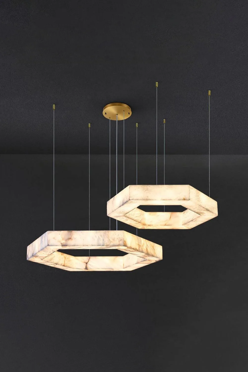 Hexagonal Alabaster Chandelier - Image 8