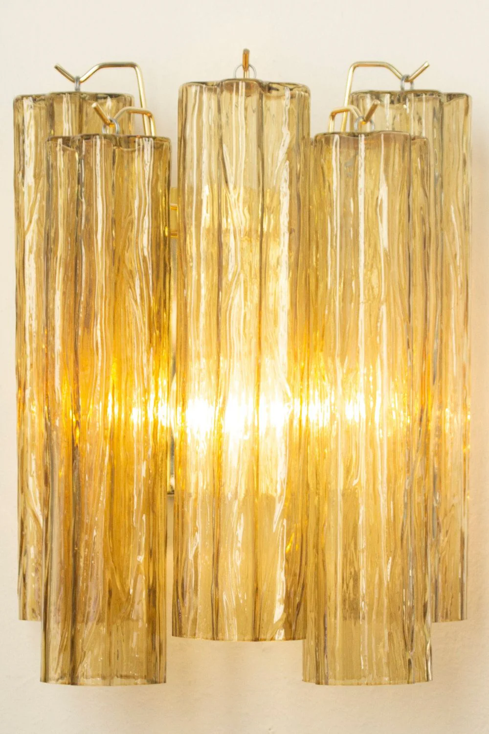 Italian Art amber glass tube wall lamp - Image 4