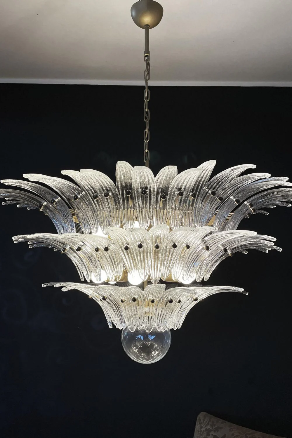 Italian Art Three-Tiered Palmette Chandelier - Image 8