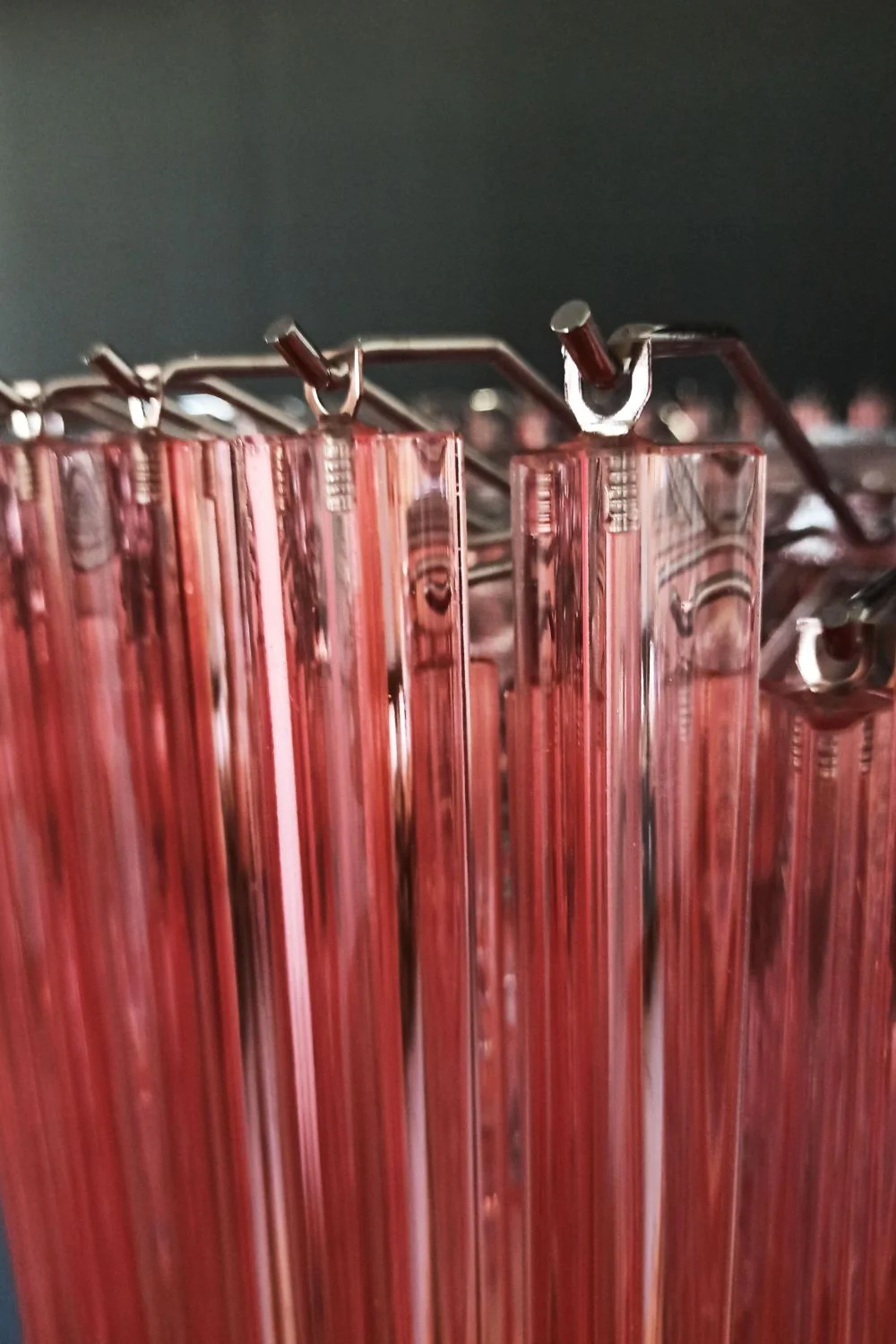 Large pink Art Triedri glass prism chandelier - Image 11