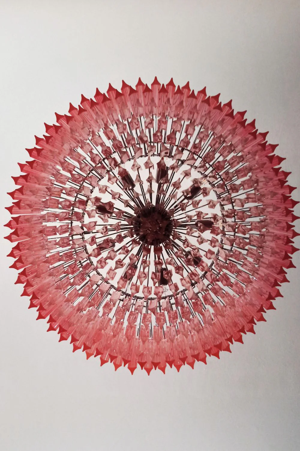 Large pink Art Triedri glass prism chandelier - Image 15