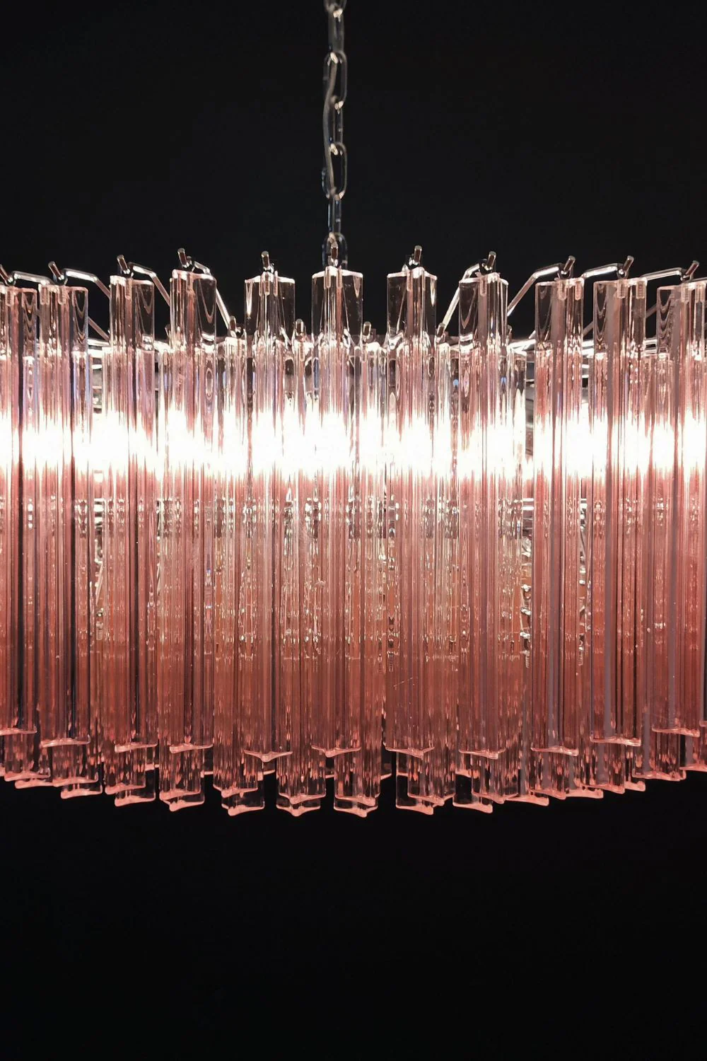 Large pink Art Triedri glass prism chandelier - Image 17
