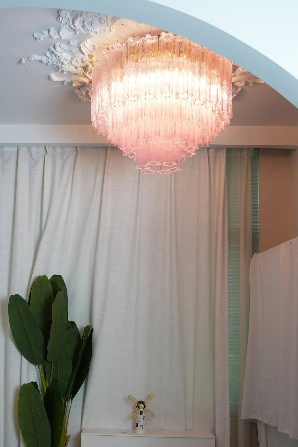 Large Pink Art Glass Tronchi Ceiling Light - Image 2