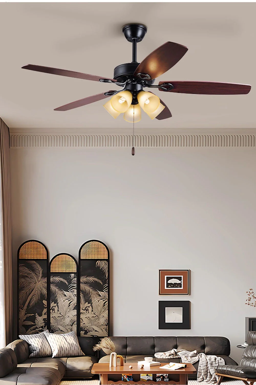 Leaf Cup Shaped Ceiling Fan Chandelier - Image 10