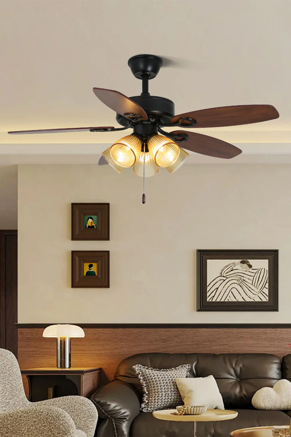 Leaf Cup Shaped Ceiling Fan Chandelier - Image 15