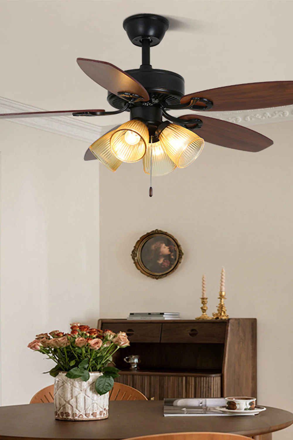 Leaf Cup Shaped Ceiling Fan Chandelier - Image 3