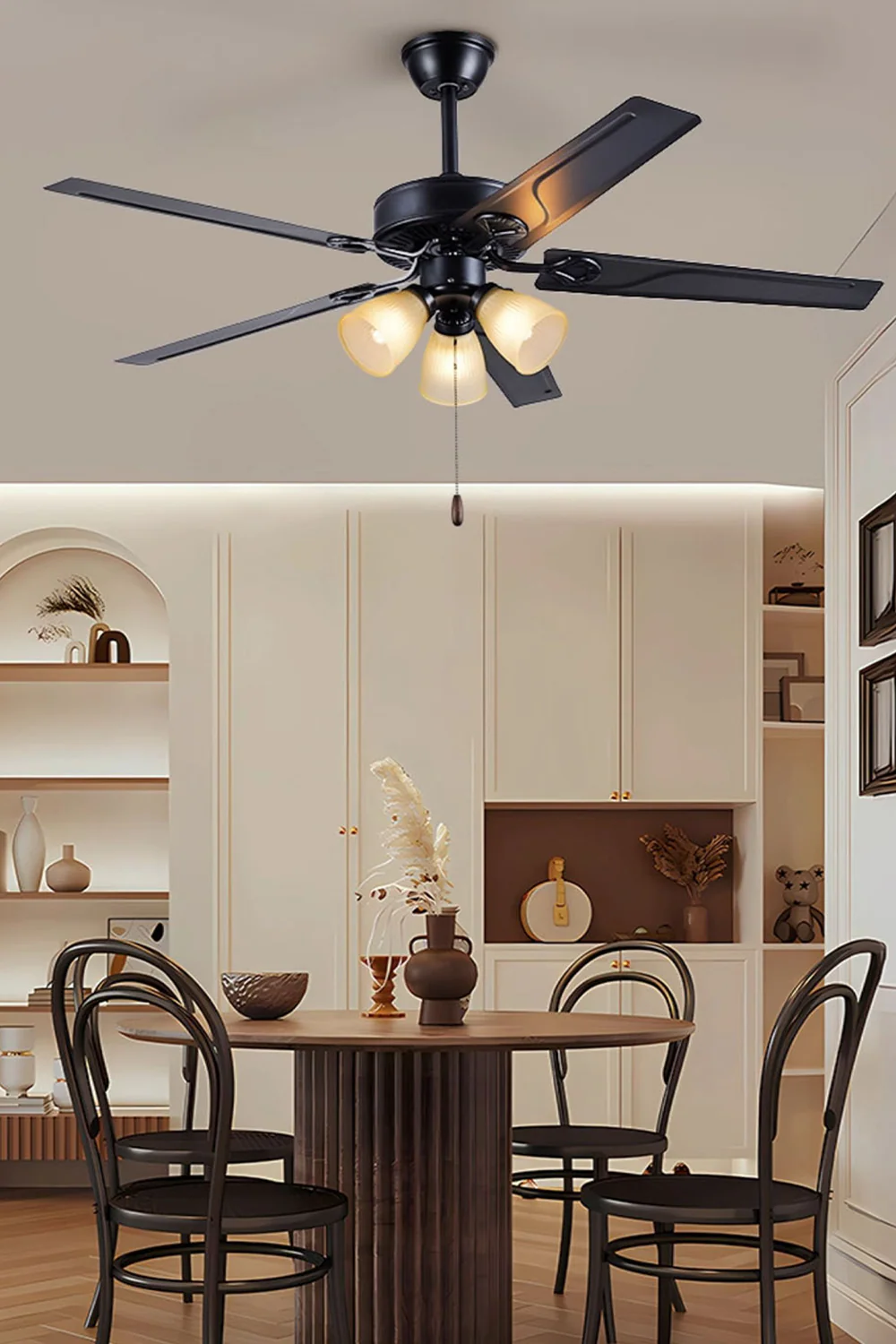 Leaf Cup Shaped Ceiling Fan Chandelier - Image 4