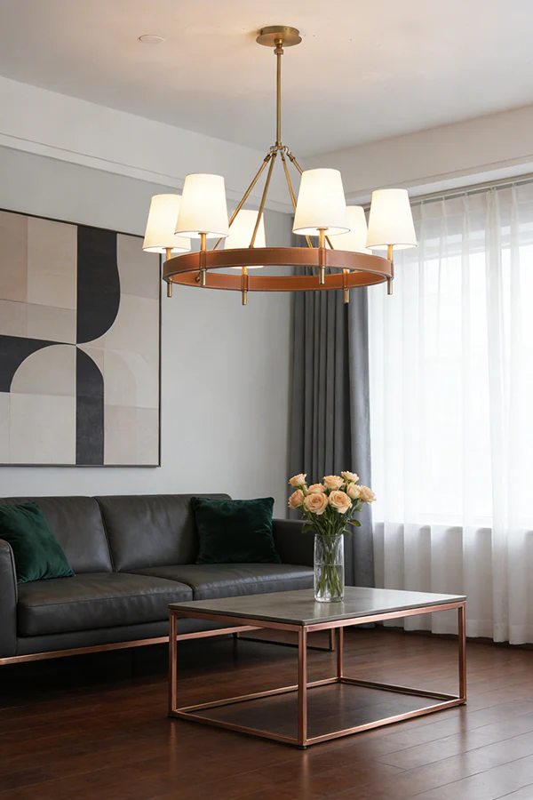 Leather Halo Ring Chandelier - Image 6