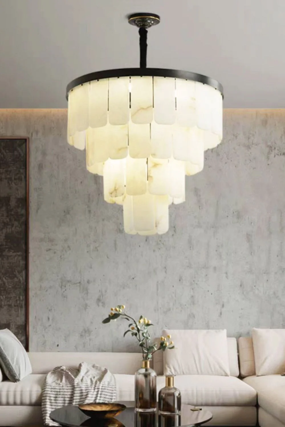 Luxurious Cascading Snow Plaster Chandelier - Image 11