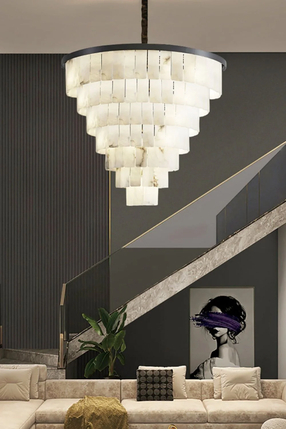 Luxurious Cascading Snow Plaster Chandelier - Image 12