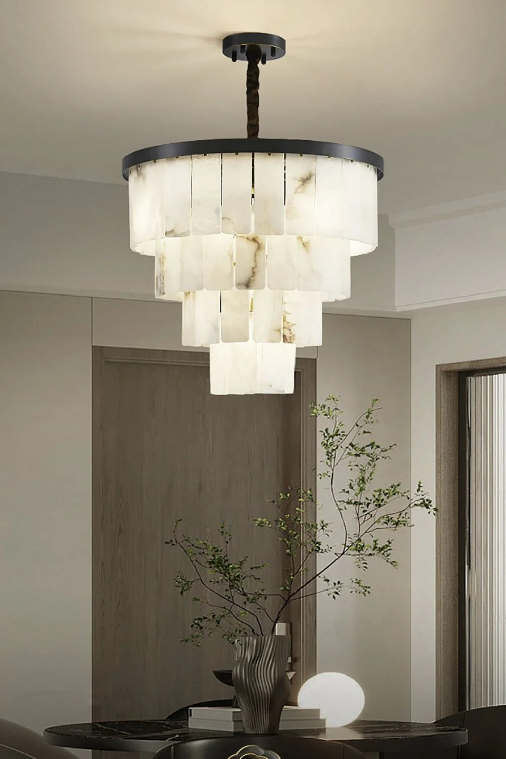 Luxurious Cascading Snow Plaster Chandelier - Image 3