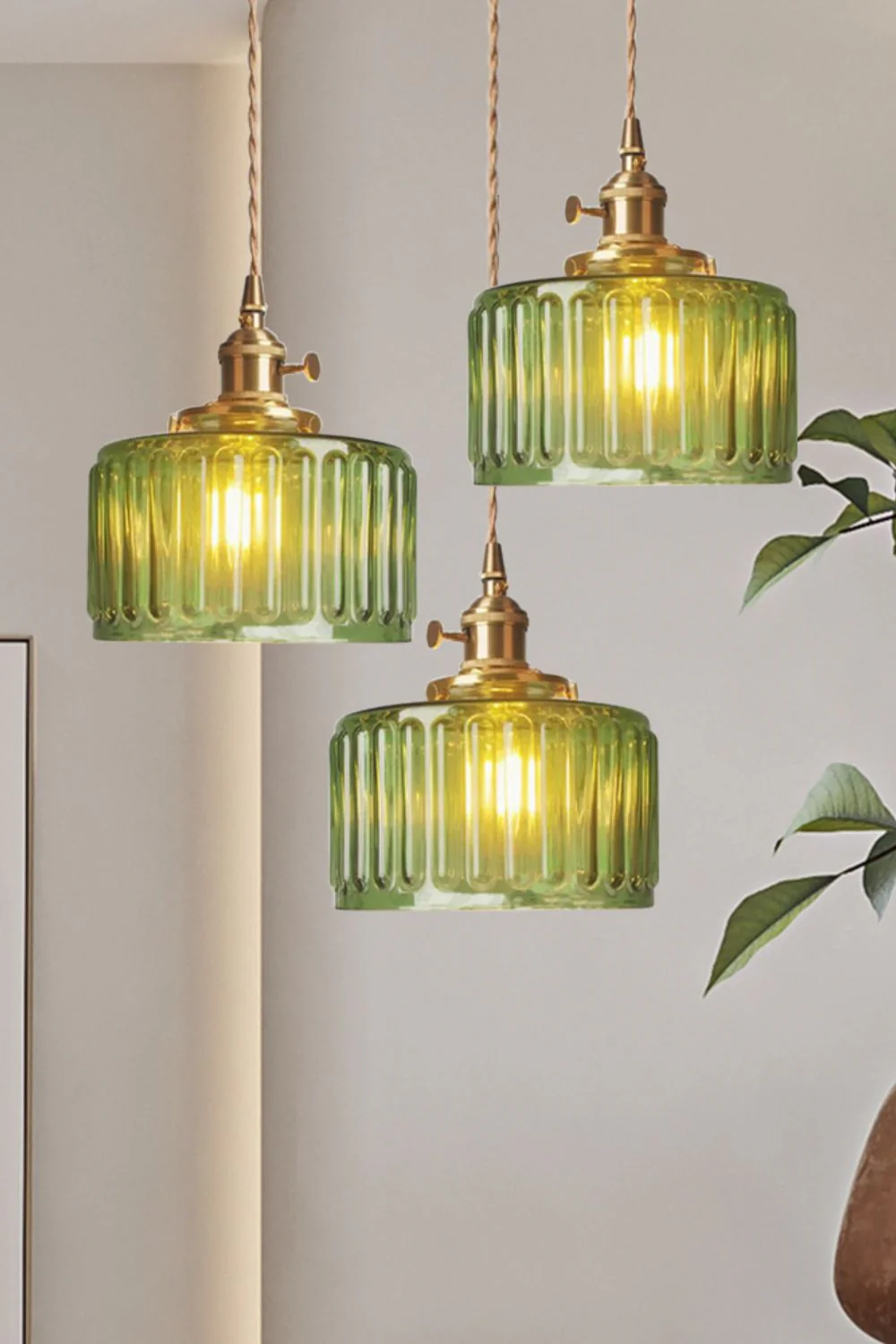 Matilda Emerald Patterned Glass Pendant Light - Image 27