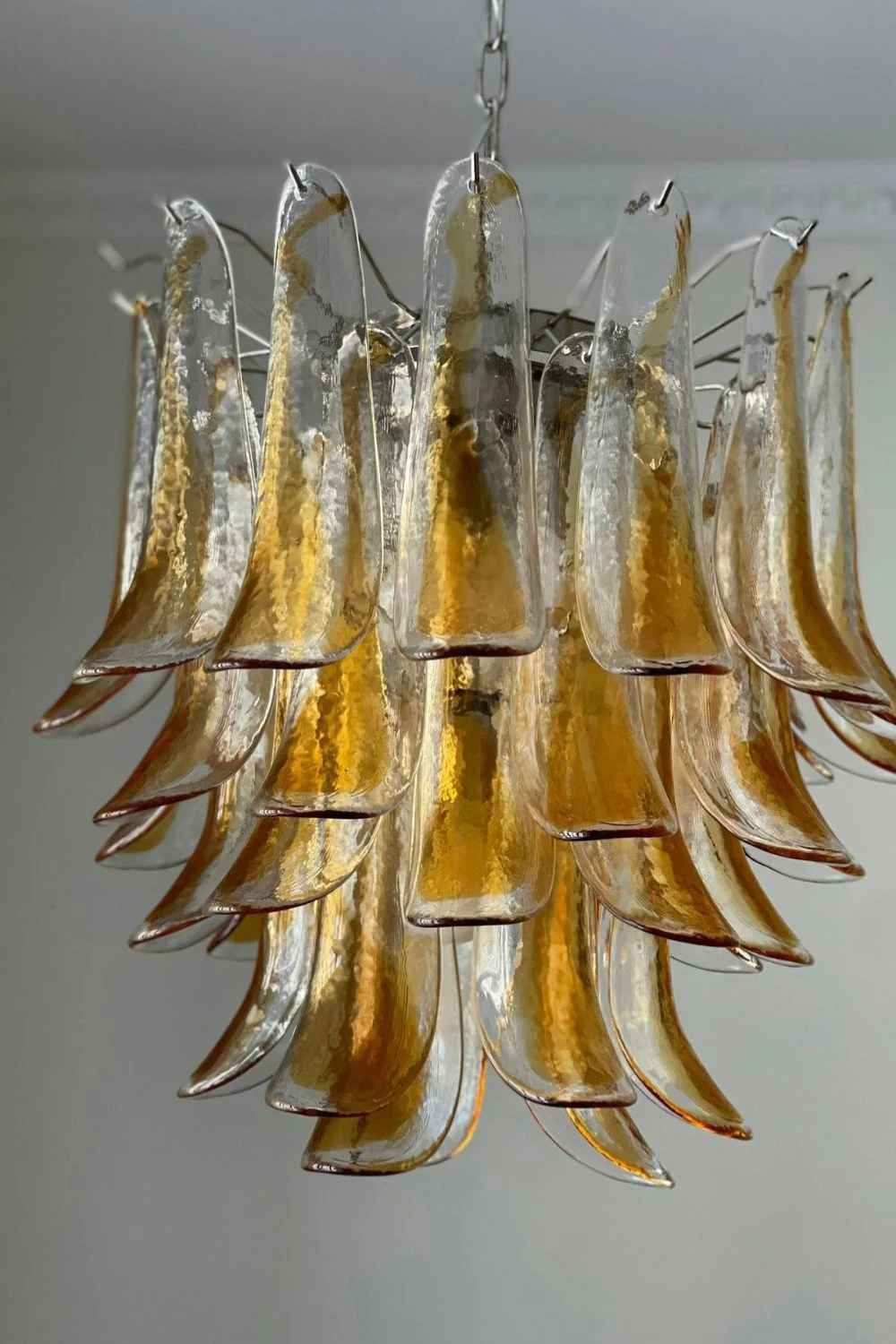 Mazzega Amber Glass Petal Chandelier - Image 11