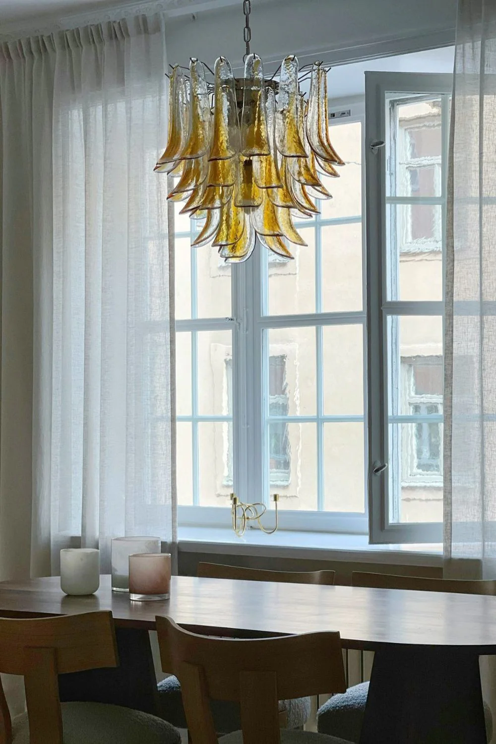 Mazzega Amber Glass Petal Chandelier - Image 2