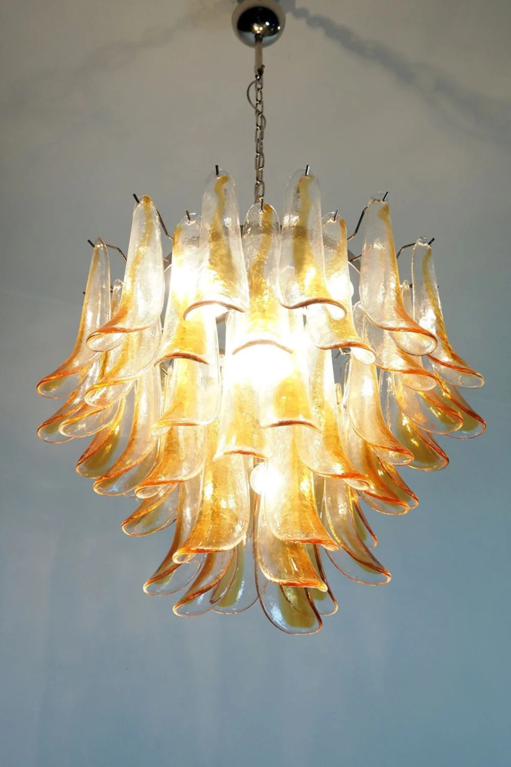 Mazzega Amber Glass Petal Chandelier - Image 3
