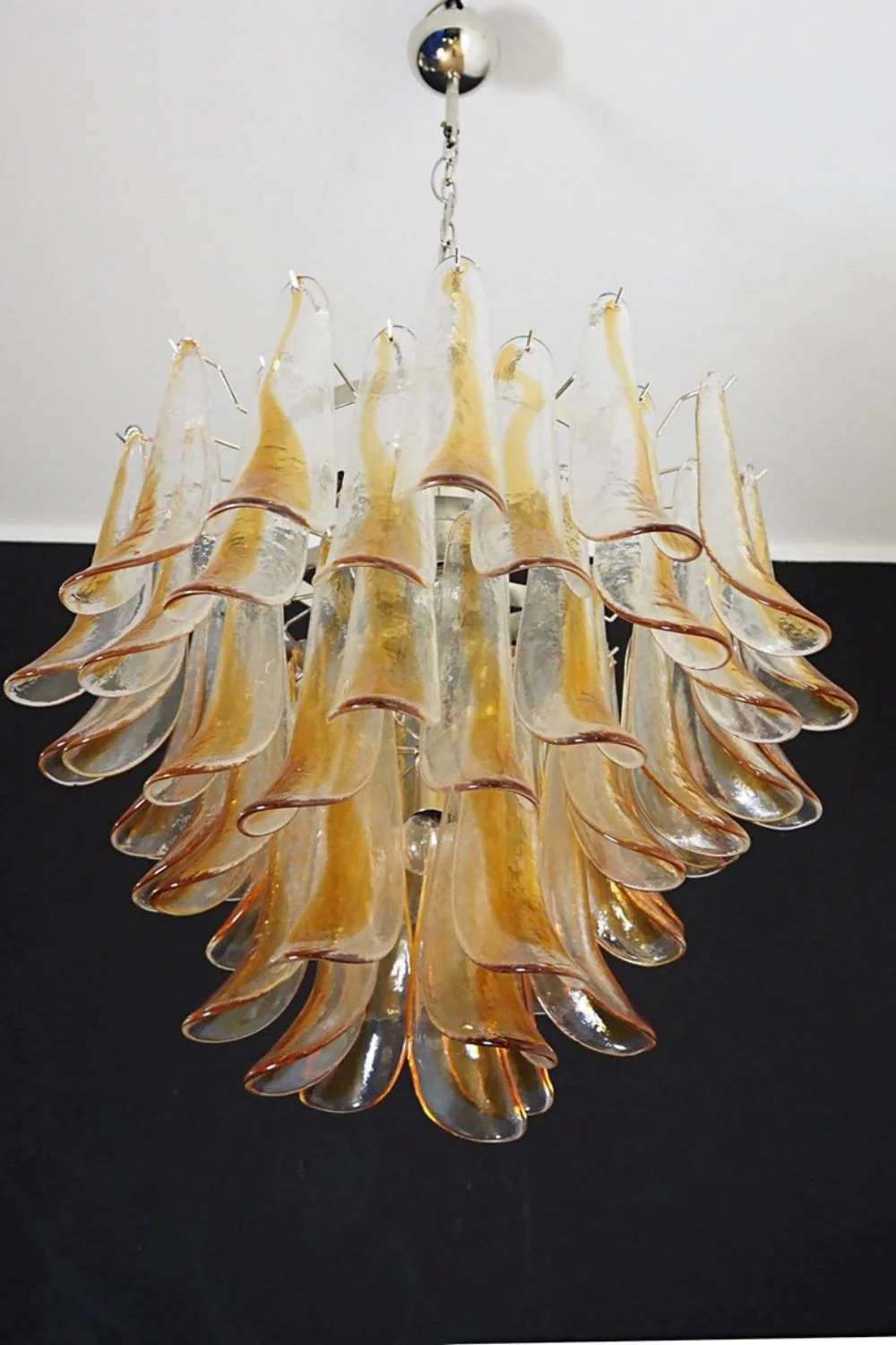 Mazzega Amber Glass Petal Chandelier - Image 5
