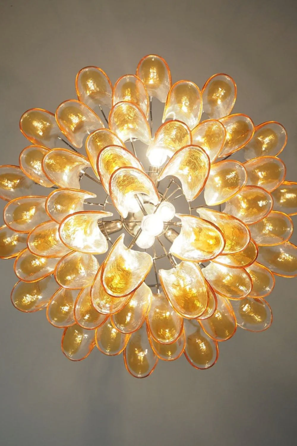 Mazzega Amber Glass Petal Chandelier - Image 6