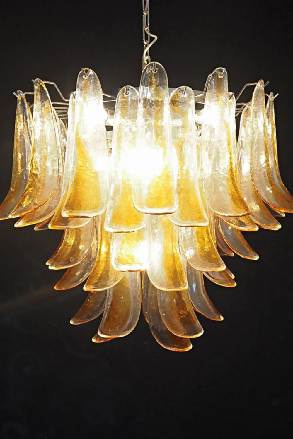 Mazzega Amber Glass Petal Chandelier - Image 9