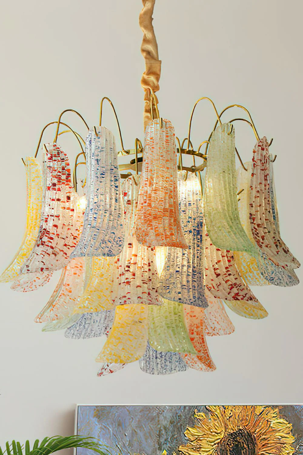 Mazzega Art Petal Stained Glass Chandelier - Image 10