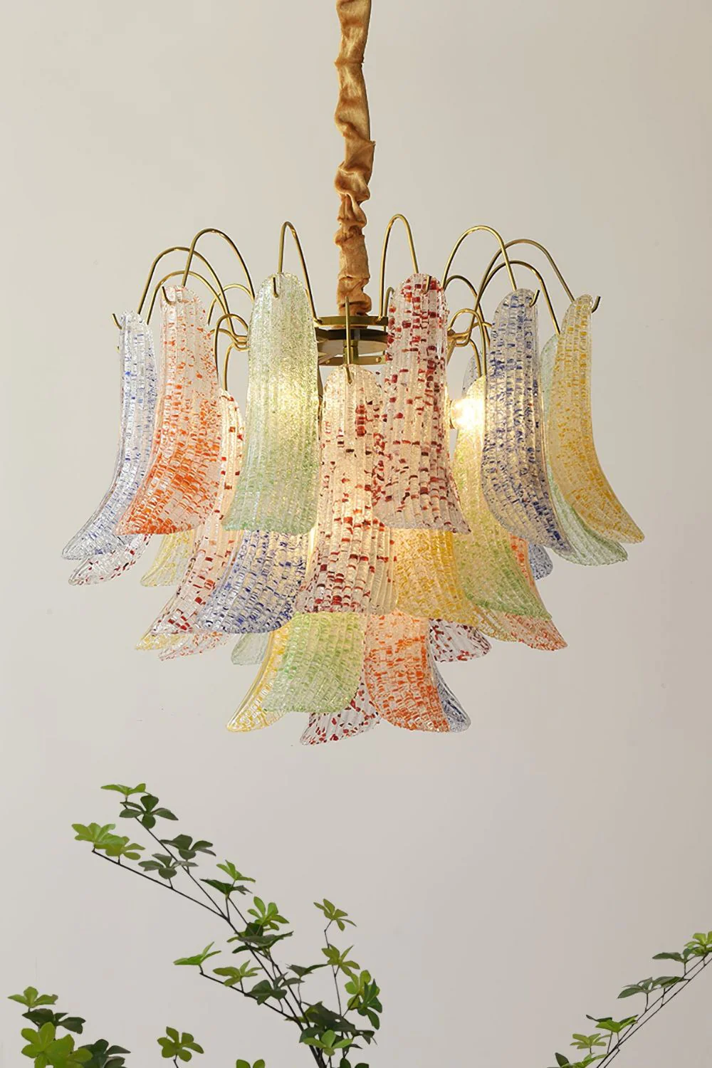 Mazzega Art Petal Stained Glass Chandelier - Image 2