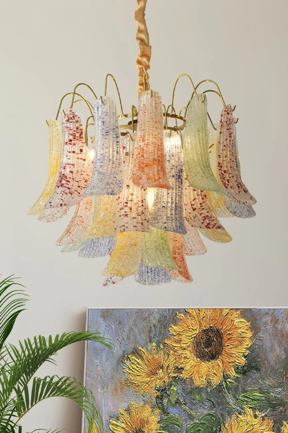 Mazzega Art Petal Stained Glass Chandelier - Image 8
