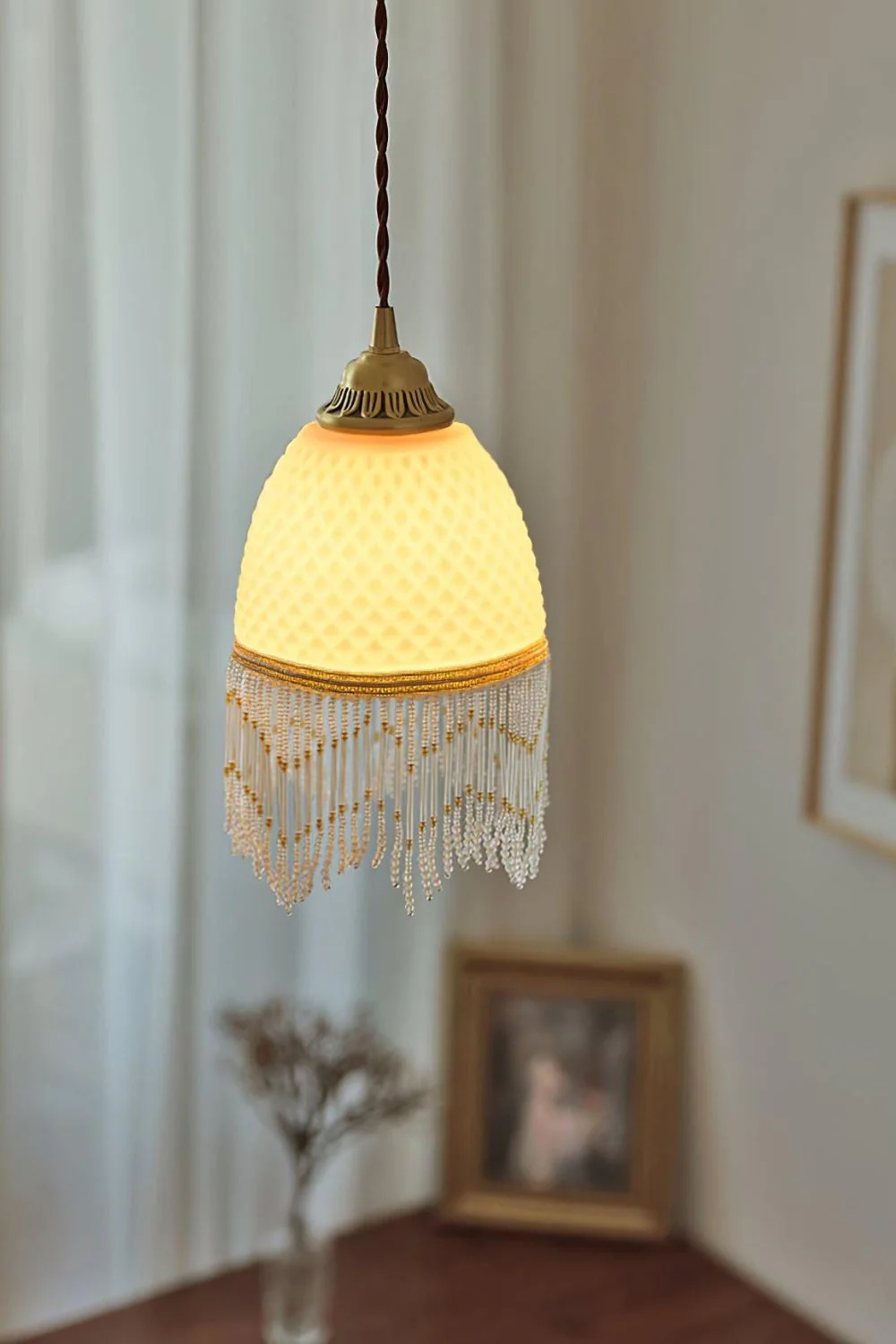 Mesh Tassel Glass Pendant Light - Image 12