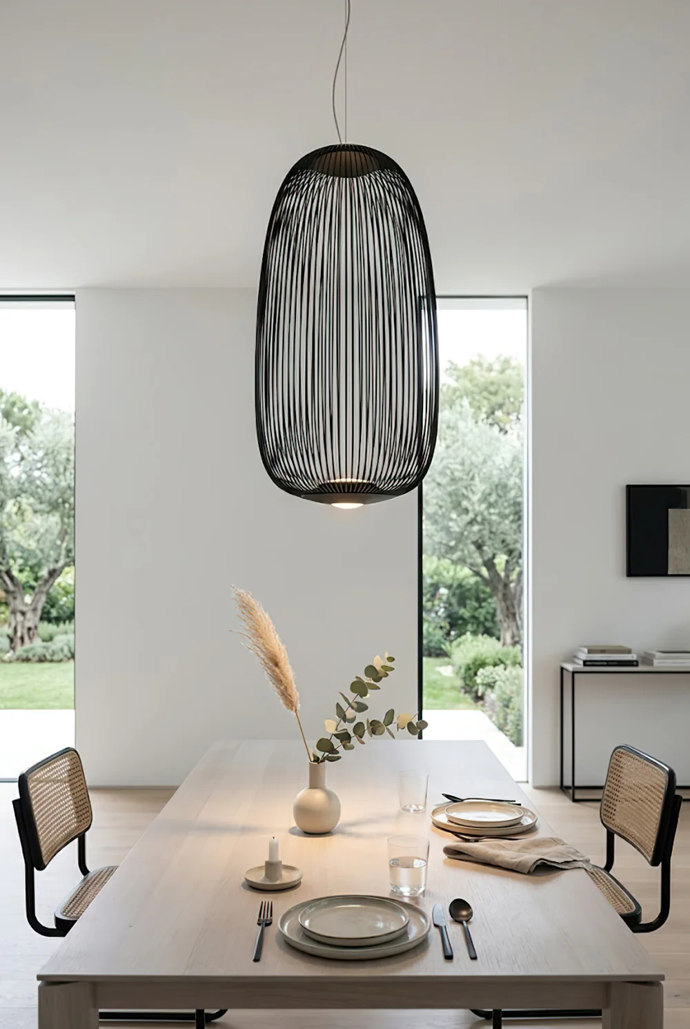 Minimalist Elliptical Wire Cage Pendant Light - Image 10
