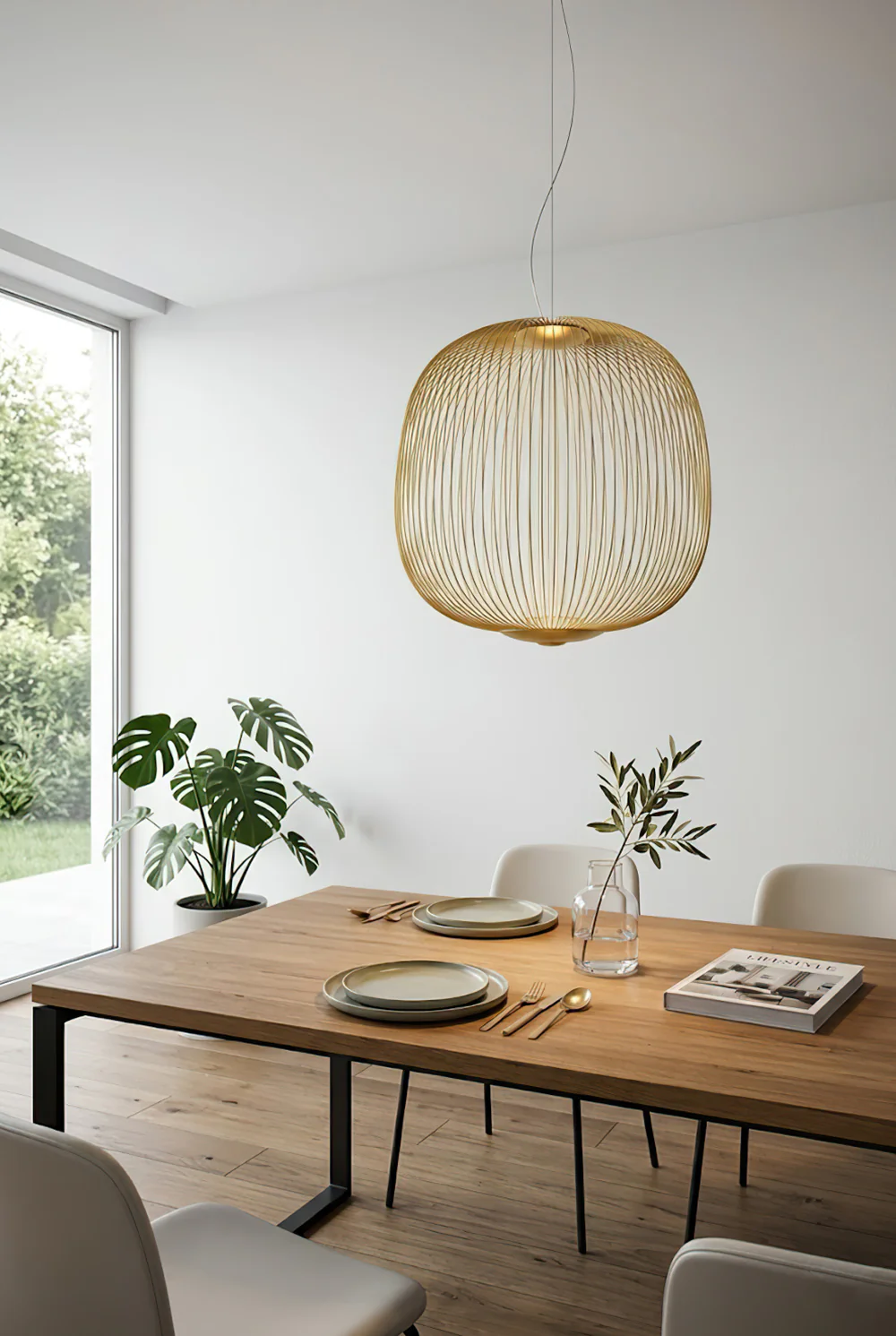 Minimalist Elliptical Wire Cage Pendant Light - Image 2
