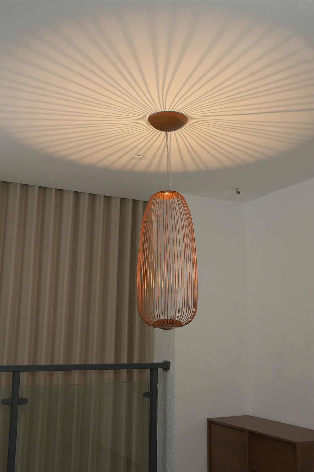 Minimalist Elliptical Wire Cage Pendant Light - Image 7